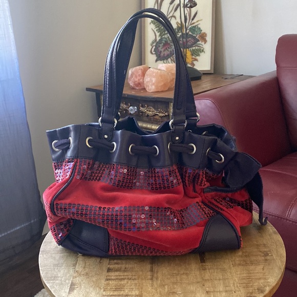 Juicy Couture Bag Sequin Red Purple Heart - Picture 6 of 10